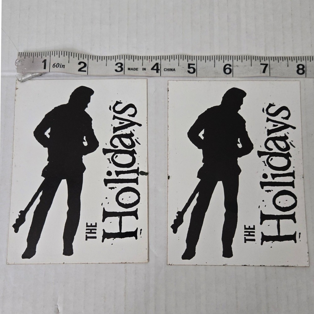 Vintage Rockabilly The Holidays Band Bumper Sticker Decal Lot of 2 1980s Greaser